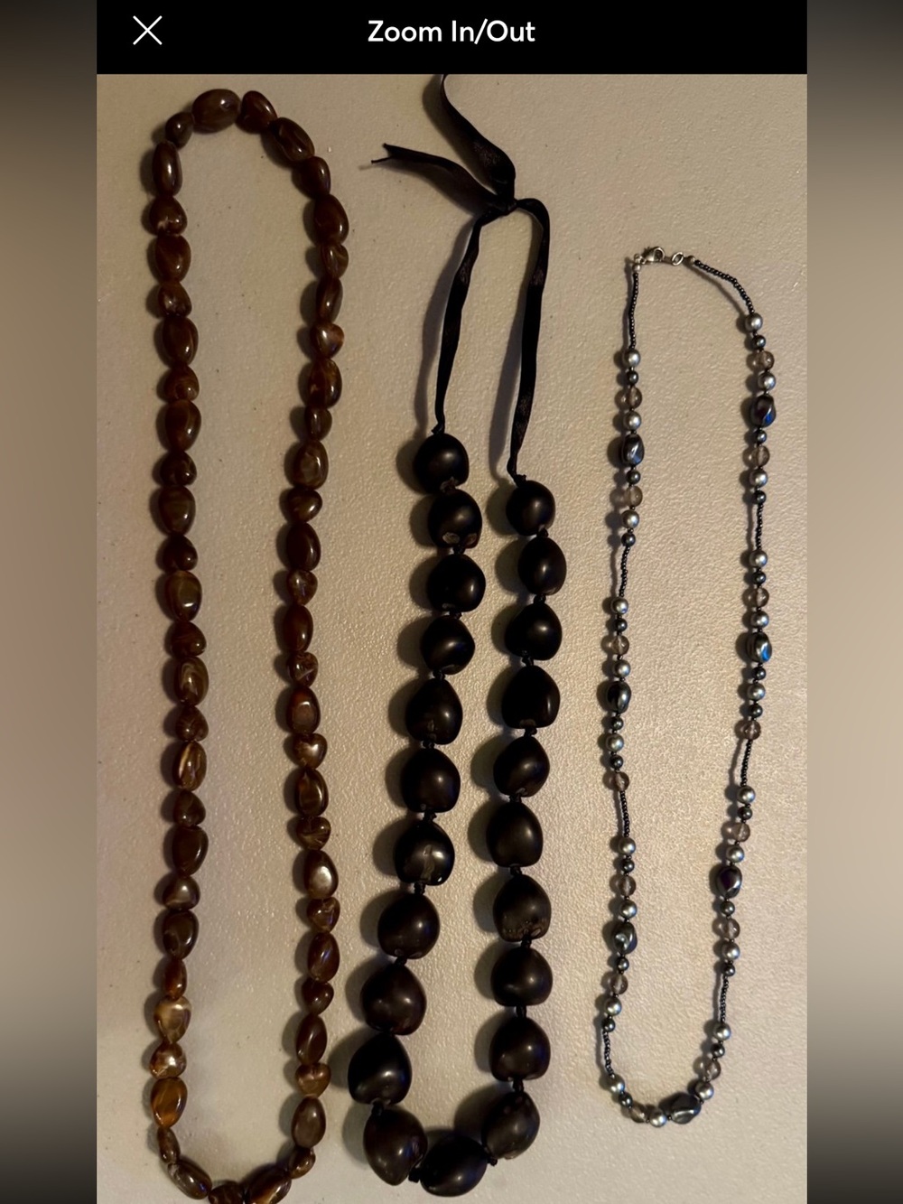 Brown and Black Beaded Women's 3 Necklace Set